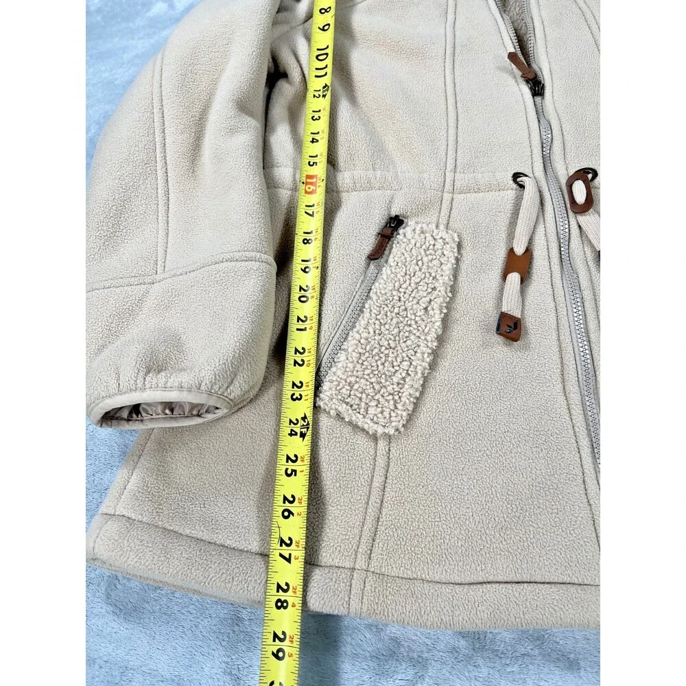 Koolaburra by UGG Womens Bonded Fleece Cinch Waist Hooded Jacket Tan M